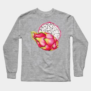 Dragon Fruit Watercolour illustration Long Sleeve T-Shirt